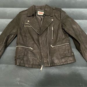 Levi’s Woman Leather Jacket Faux Leather Lined Size Small RN #54163